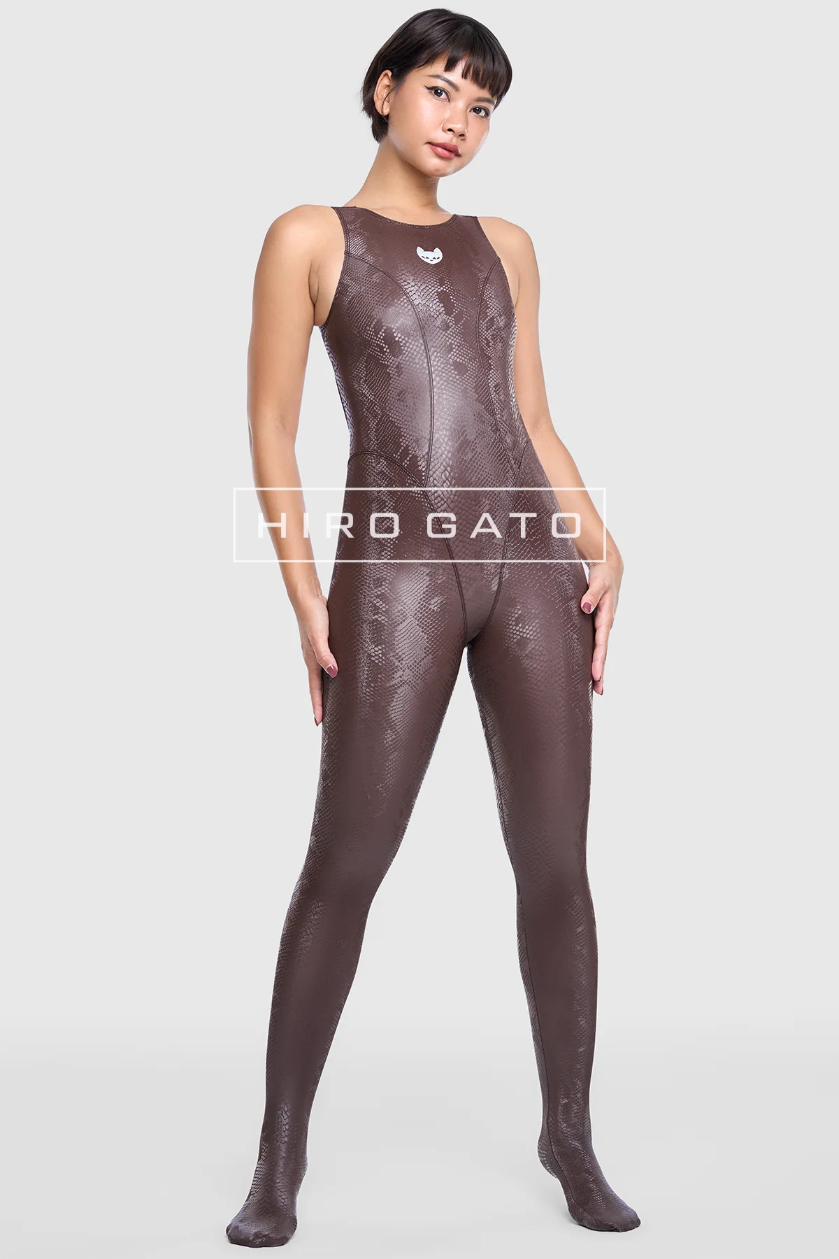 Reptilian Skin Spandex Unitard  Mocha view 8