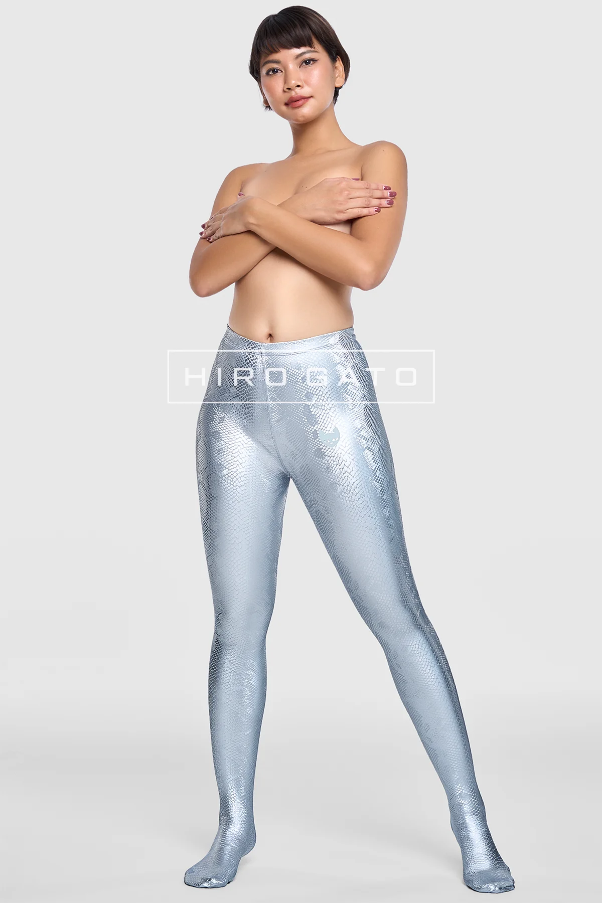 Reptilian Skin Spandex Leggings  Silver view 6