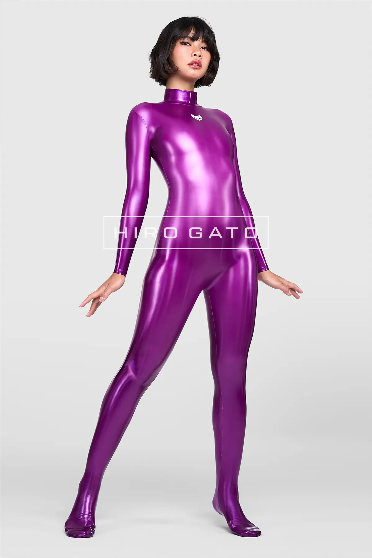 Rainbow PU Spandex Catsuit  Purle