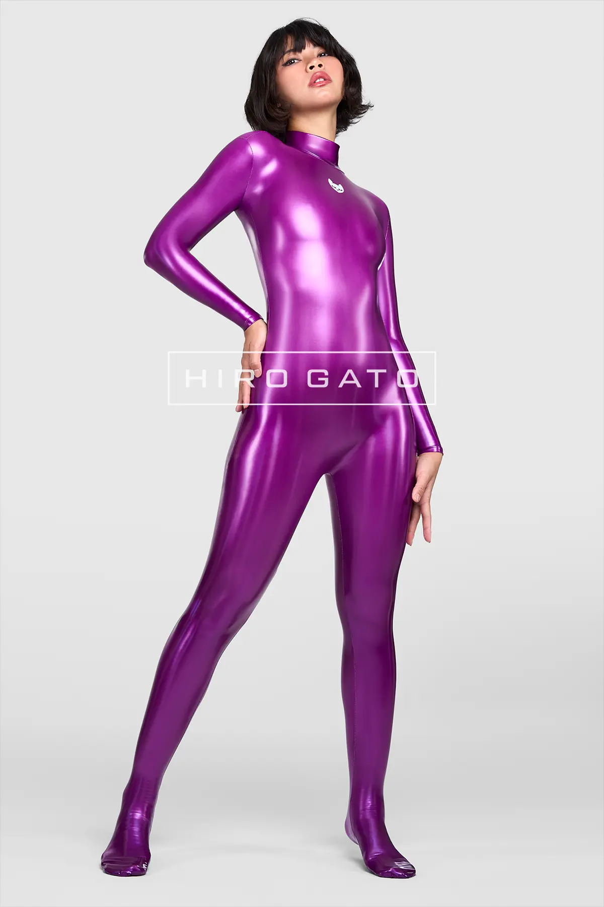 Rainbow PU Spandex Catsuit  Purle view 6